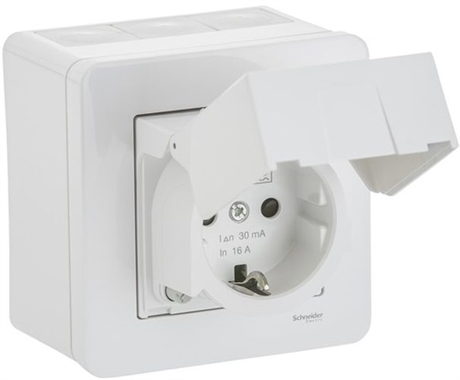 VÄGGUTTAG MED JORDFELSBYTARE IP44 - EXXACT