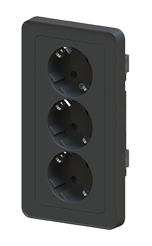 VÄGGUTTAG 3-VÄGS DESIGNX SVART