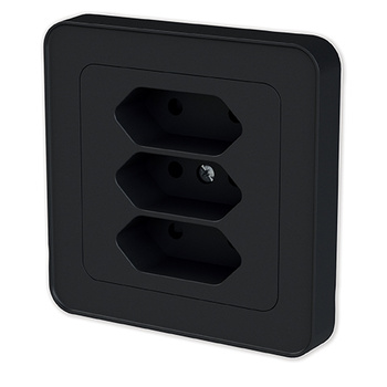 VÄGGUTTAG 3-VÄGS EURO DESIGNX SVART