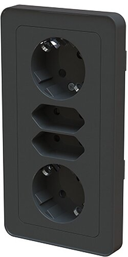 VÄGGUTTAG 2+2-VÄGS DESIGNX SVART