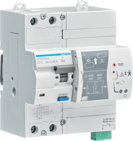 AUTOÅTERSTÄLLANDE 2-POLIG JORDFELSBRYTARE 25A