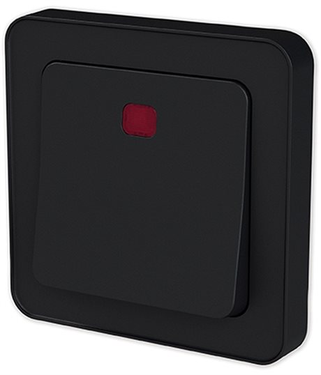 KONTROLLBRYTARE MED INDIKERING MATTSVART - DESIGNX