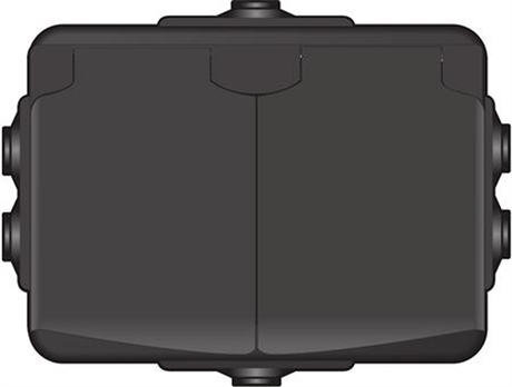 VÄGGUTTAG 2-VÄGS SVART IP44 - AQUABEST