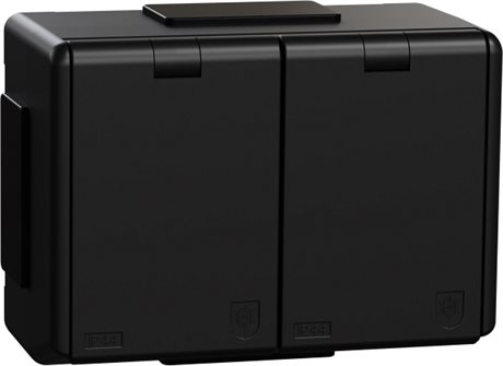 VÄGGUTTAG 2-VÄGS IP44 RS SVART