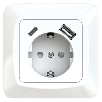 VÄGGUTTAG MED USB A, C NOVETT ICE