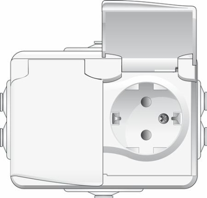 VÄGGUTTAG 2-VÄGS 16A IP44 UTV