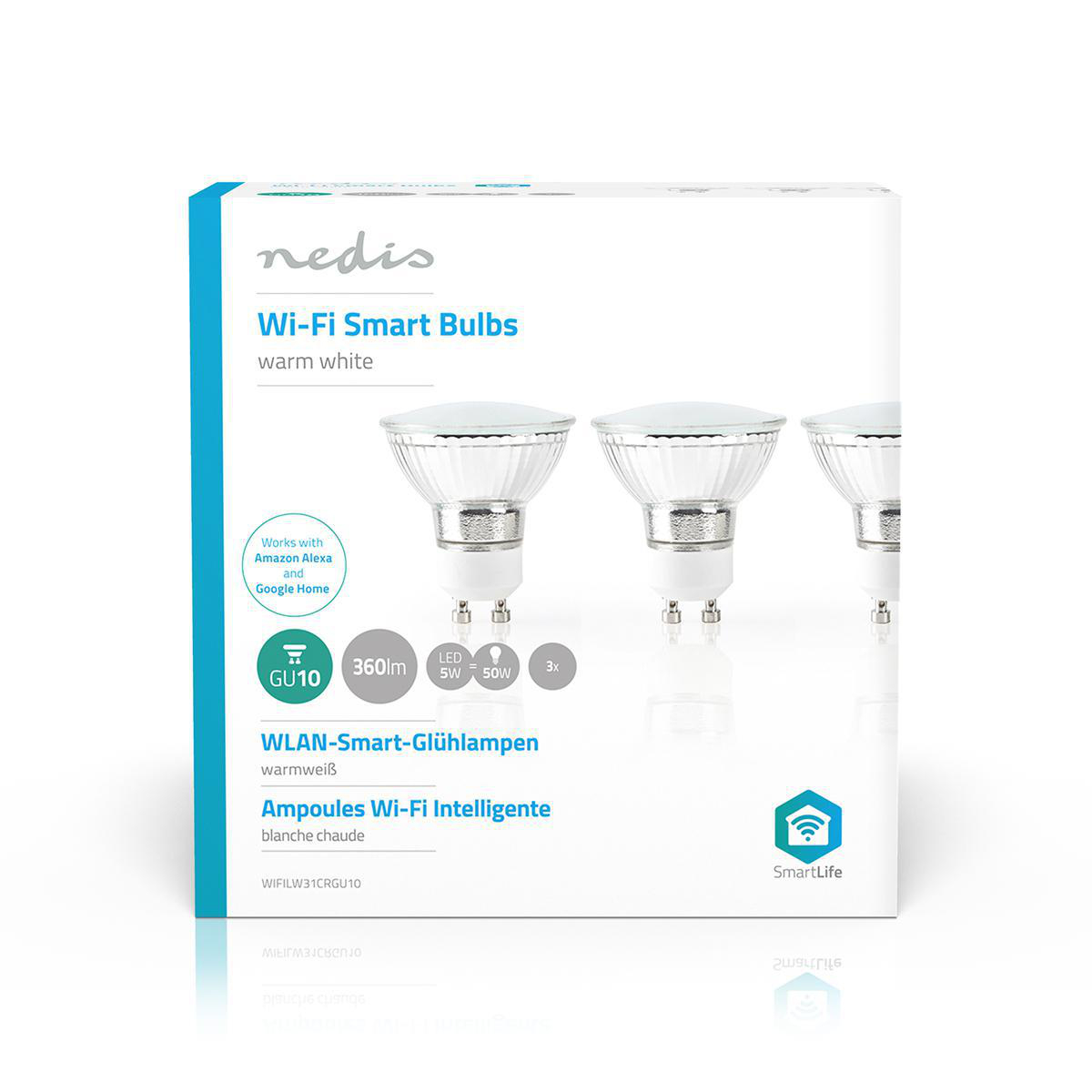 SMARTLIFE 3-PACK LED GU10 5W 2700K