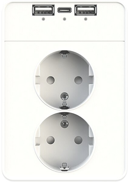 VÄGGUTTAG 2-VÄGS MED 3XUSB VIT - DESIGNX