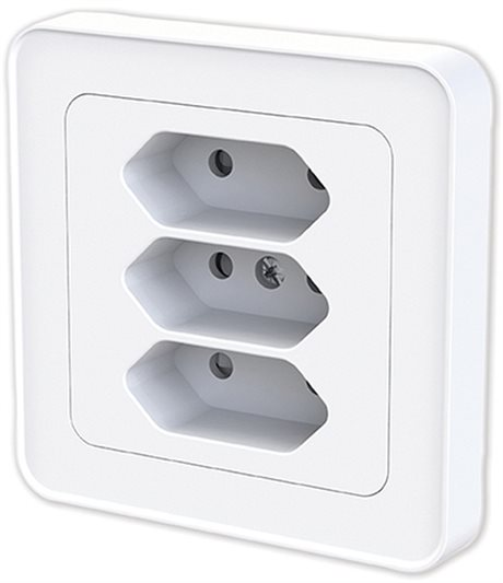 VÄGGUTTAG 3-VÄGS EURO DESIGNX VIT