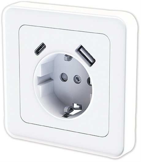 VÄGGUTTAG MED USB A+C DESIGNX VIT