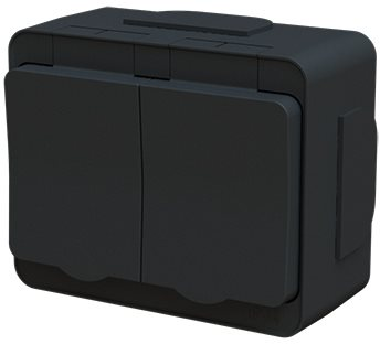 VÄGGUTTAG SVART IP44 UTV - DESIGNX